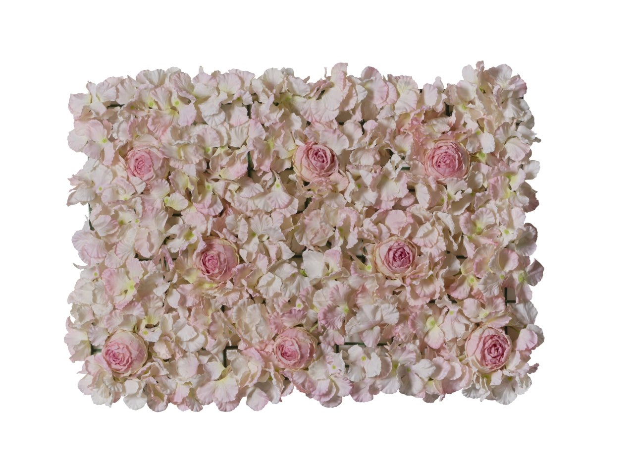 Siepe artificiale per parete rose e ortensie rosa in tessuto su struttura flessibile - 40x60cm - Conti