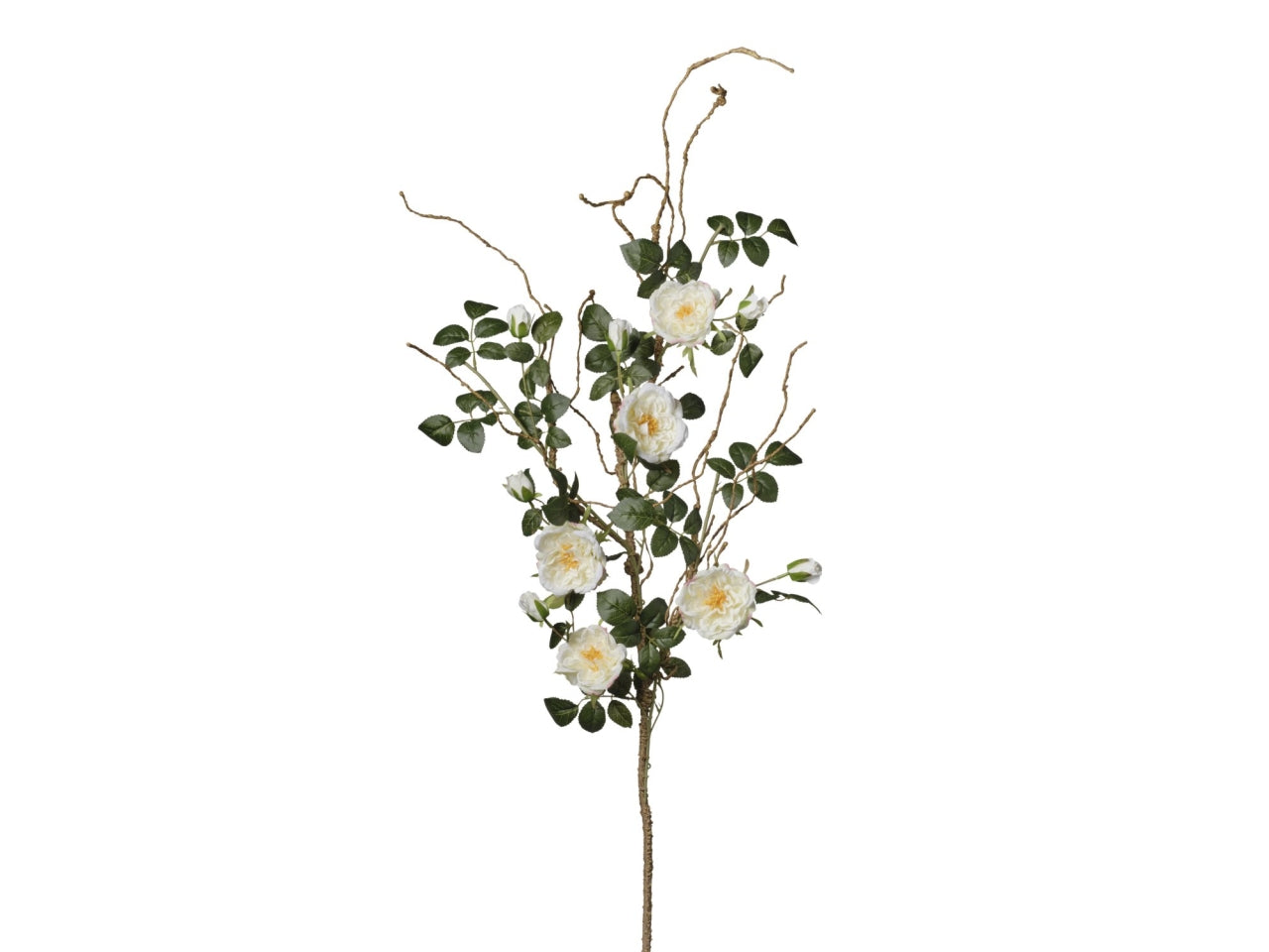 Ramo rosa bianca con rametti 125cm