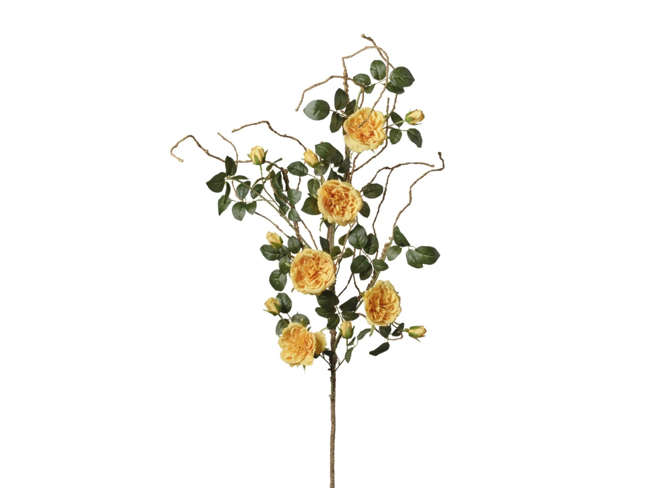 Ramo rosa gialla con rametti 125cm