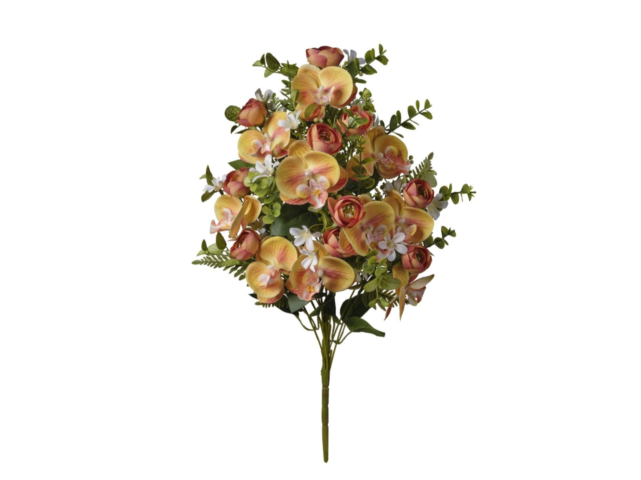 Mazzo frontale orchidee arancione 54cm