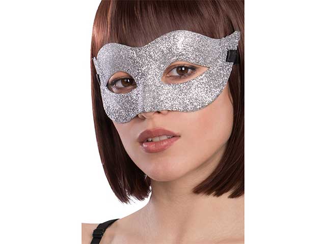 Maschera in plasticacon glitter argento