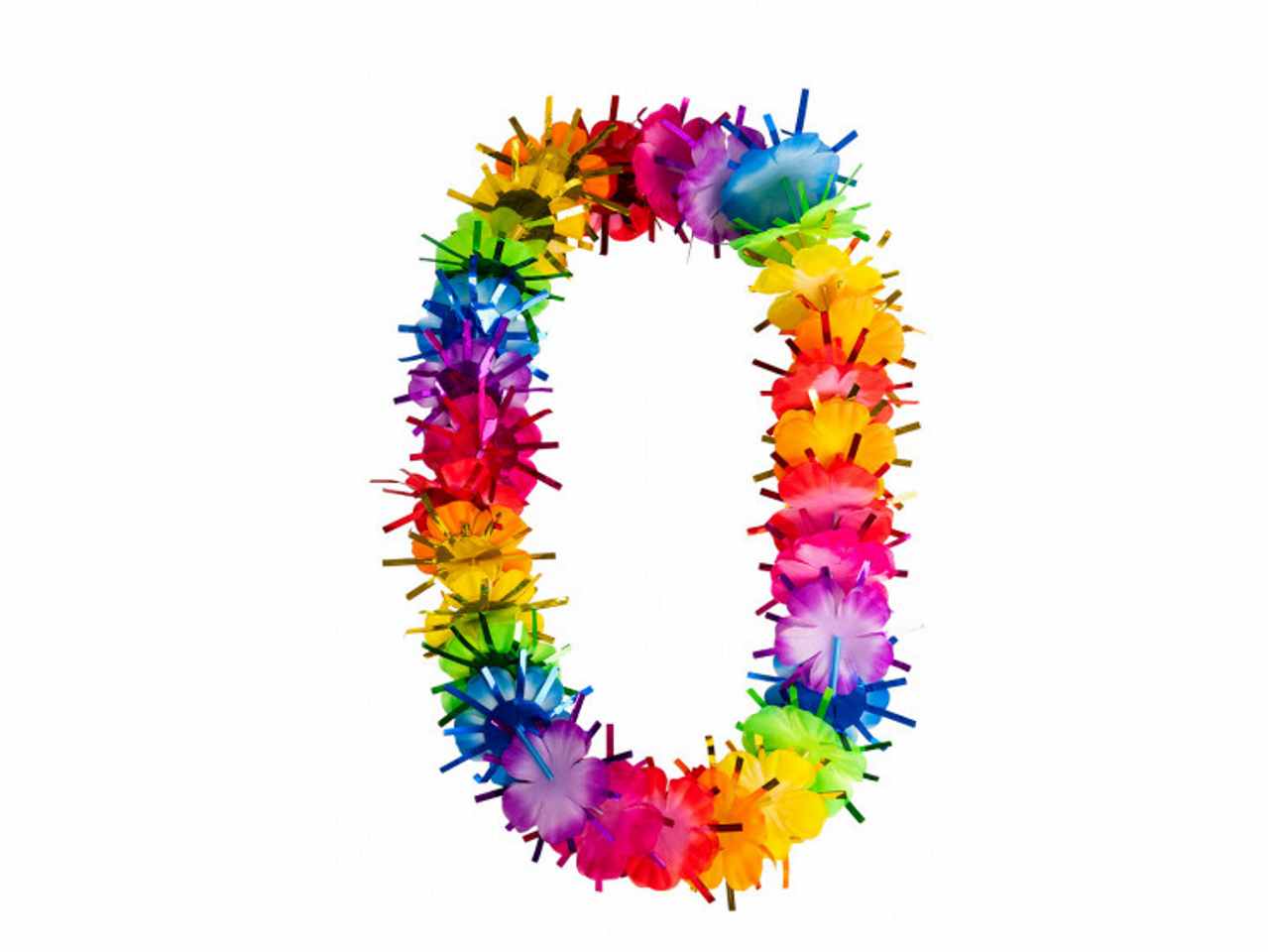 Collana hawaii multicolor con inserti metallizzati