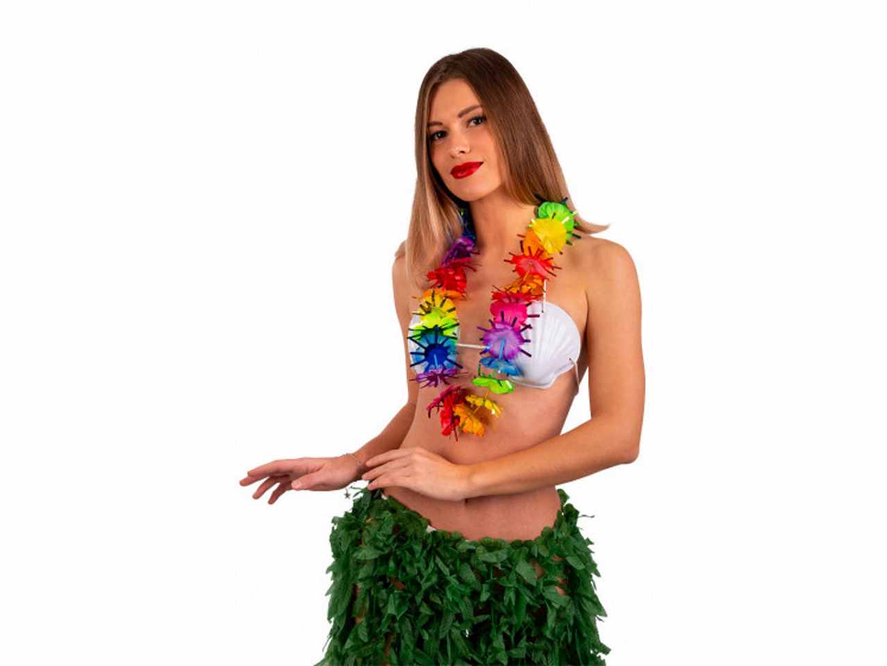 Collana hawaii multicolor con inserti metallizzati