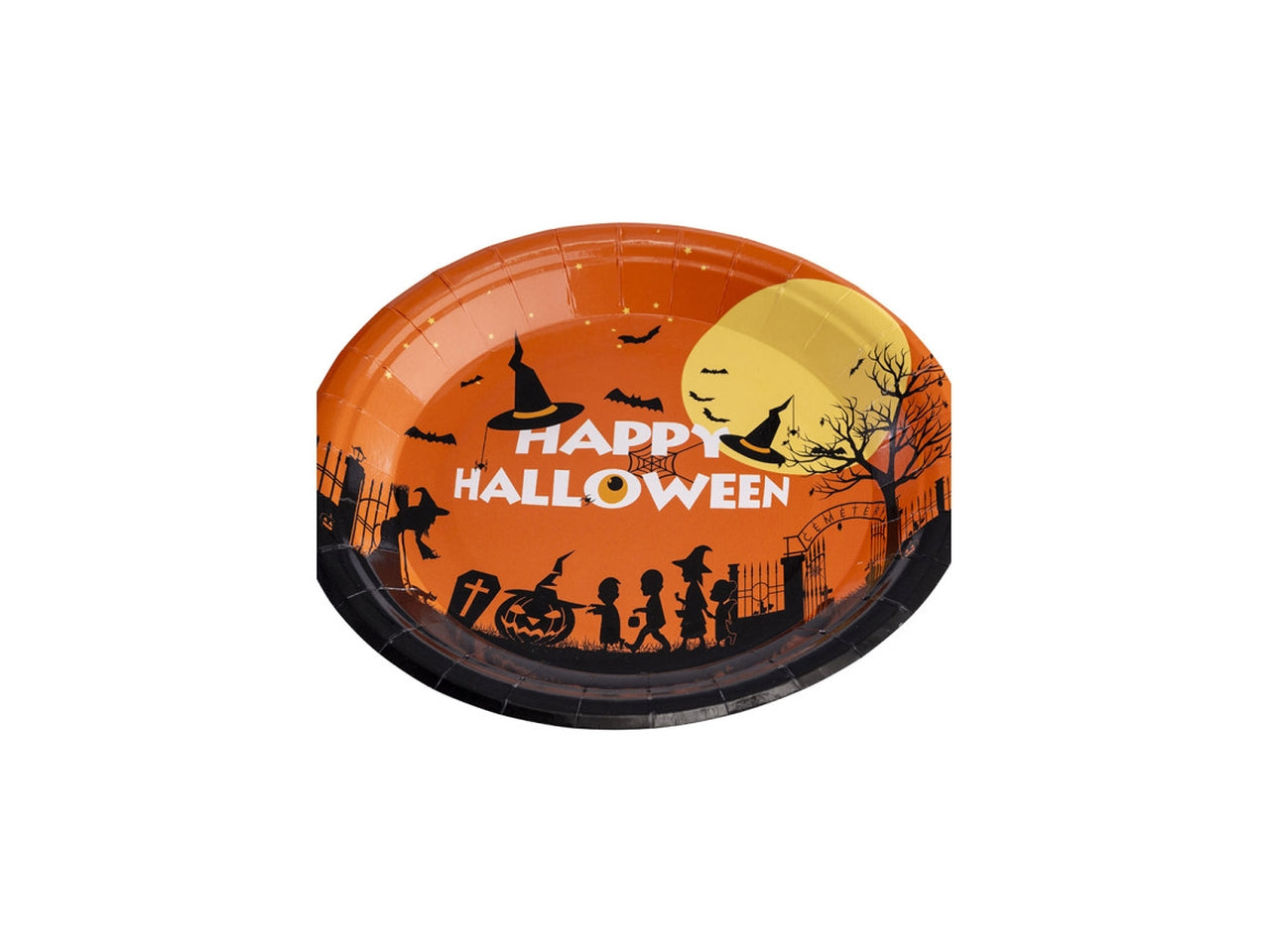 6 piatti in carta halloween arancioni diametro 23cm