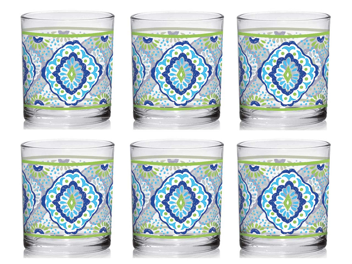 Bicchieri acqua in vetro Pompei stile mediterraneo 220cc, confezione da 6 pezzi - Cerve