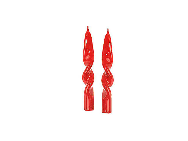 Candela fiamma 14x2cm in confezione da 2 pezzi rosso lucido