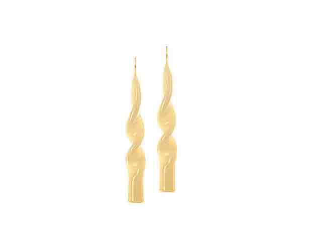 Candela fiamma 14x2cm in confezione da 2 pezzi avorio lucido