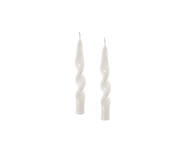 Candele fiamma 14x2cm in confezione da 2 pezzi bianco lucido