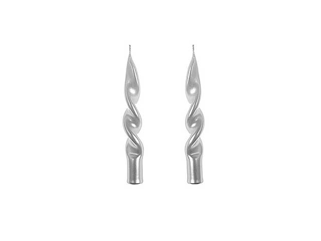 Candela fiamma 14cm 2 pezzi arg. 74805