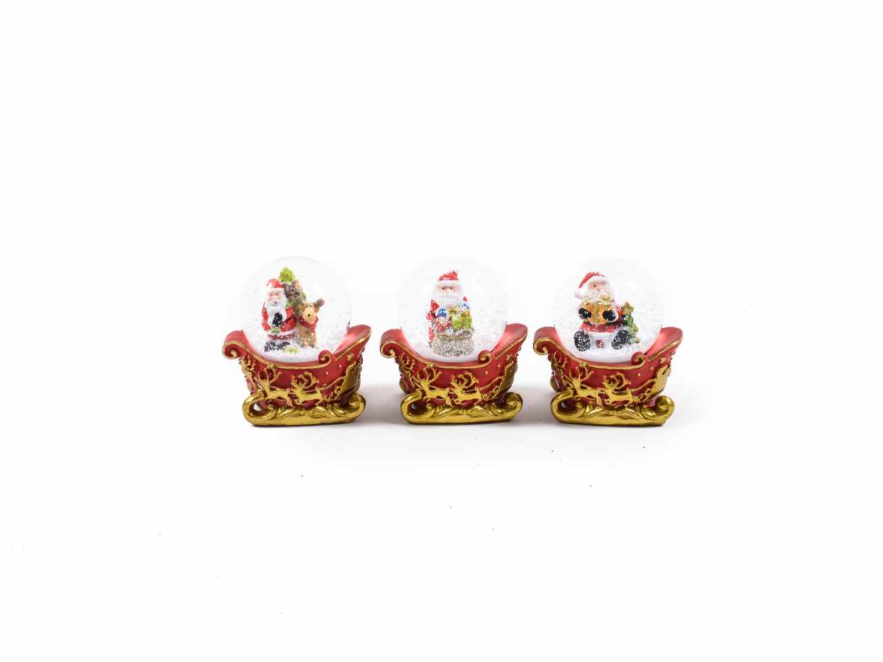 Slitta palla di neve in resina 6x4.5xh6.5cm assortita in espositore regalo