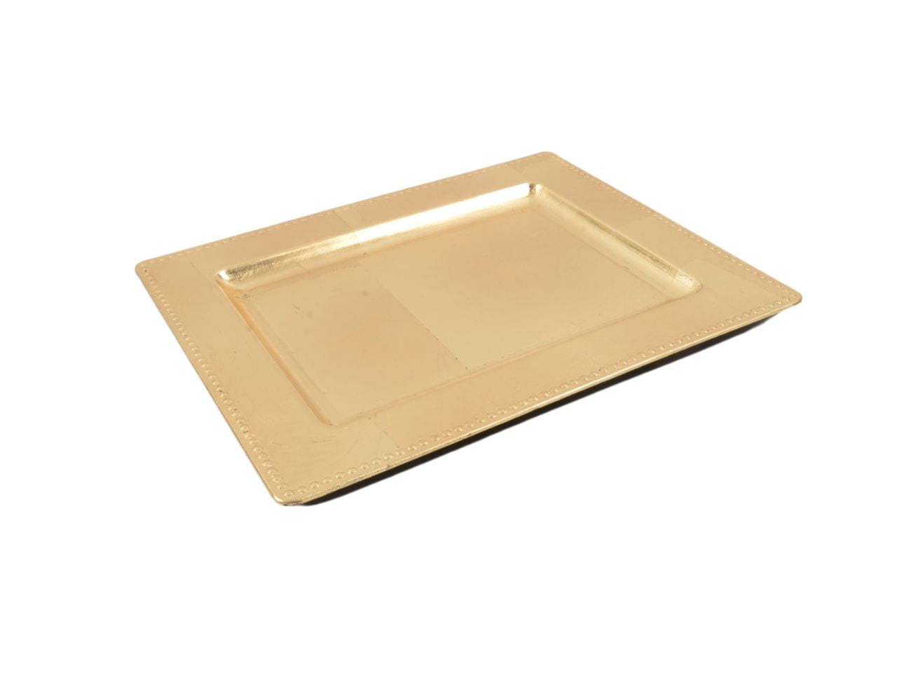 Vassoio foglia oro in plastica 31.5x25x1.5cm