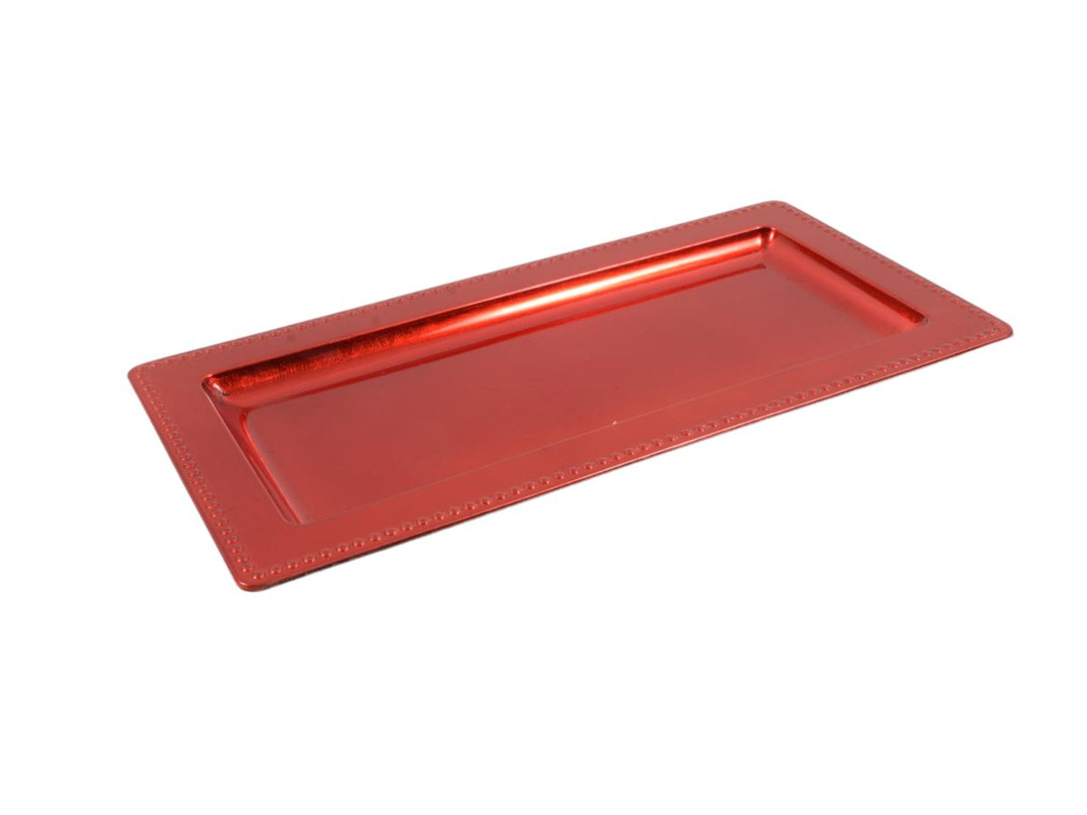 Vassoio foglia oro rosso in plastica 36x18x1.5cm
