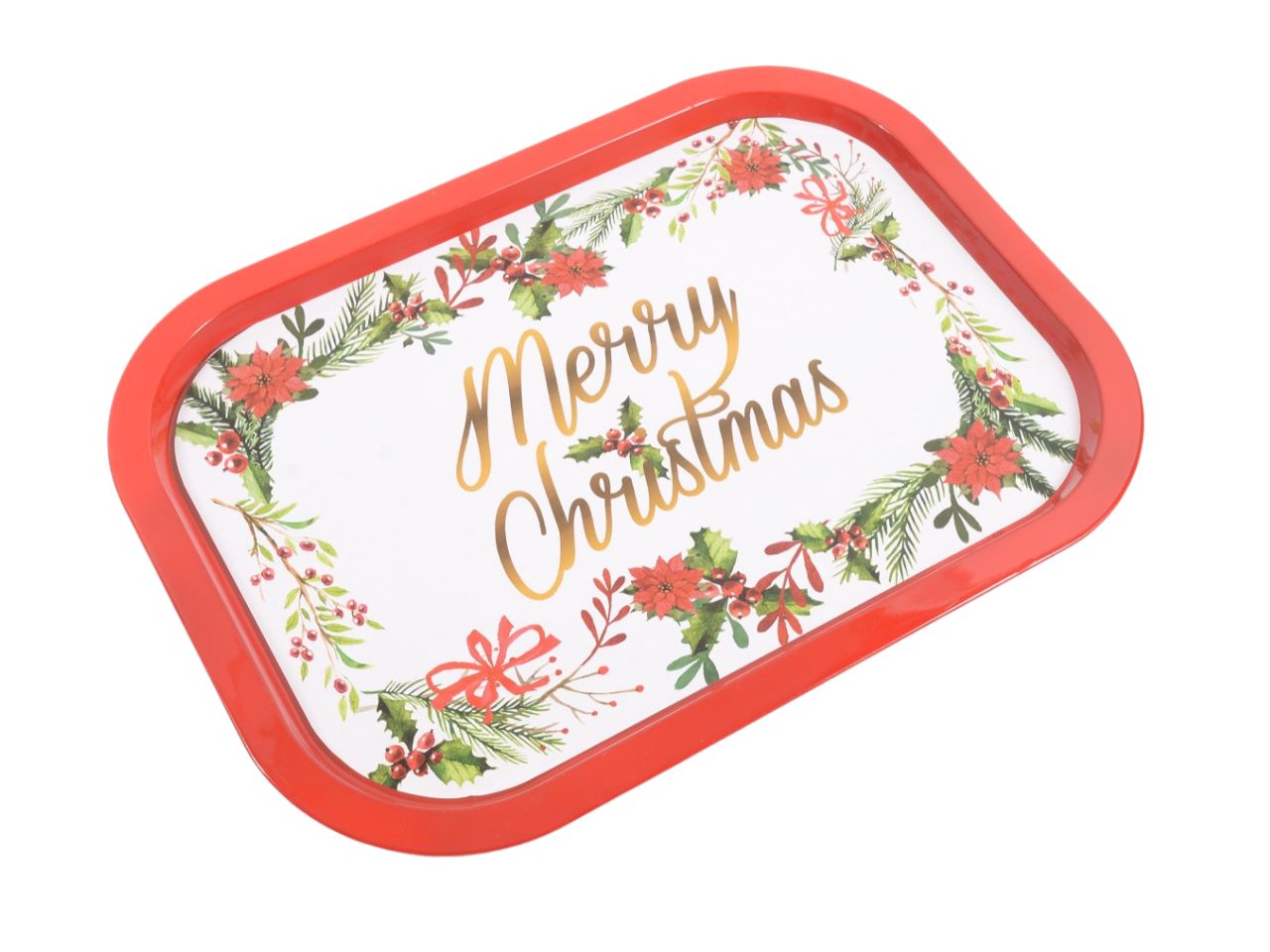 Vassoio in latta "merry christmas" 40x28x1.5cm