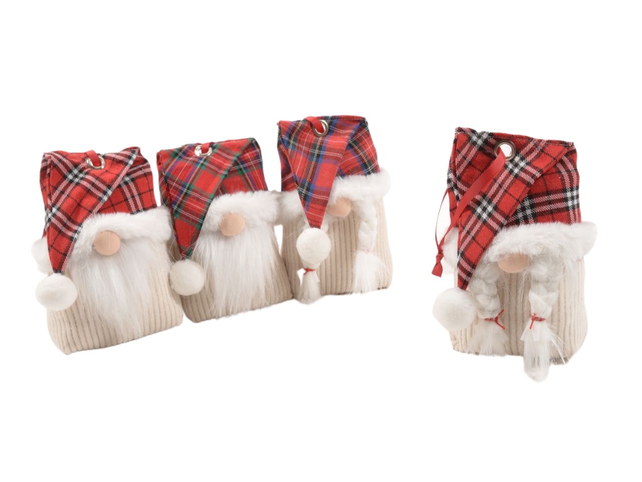 Fermaporta babbo natale tartan in tessuto 12x9xaltezza 21cm assortito