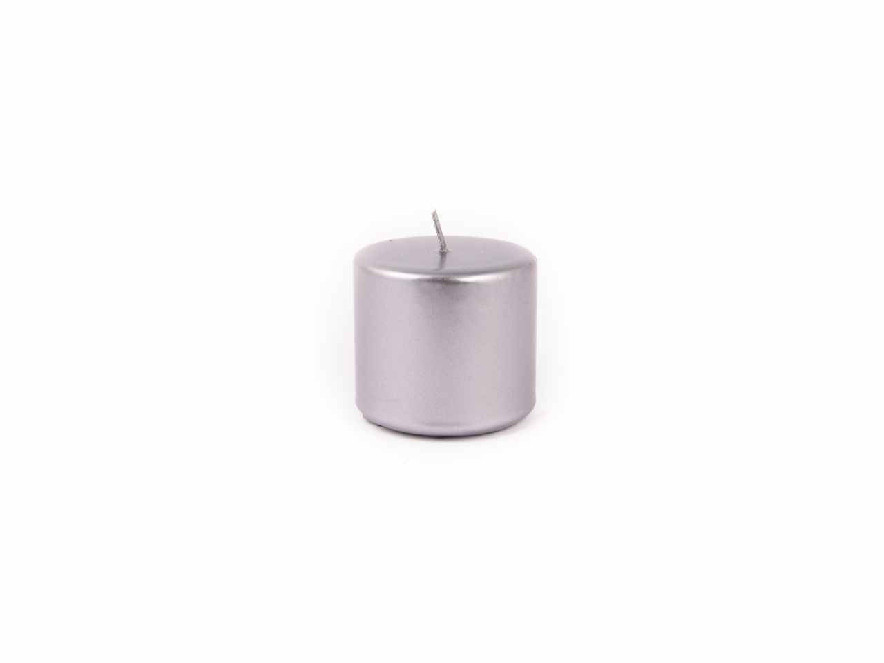 Candela pillar lucida argento altezza 7cm diametro 8cm