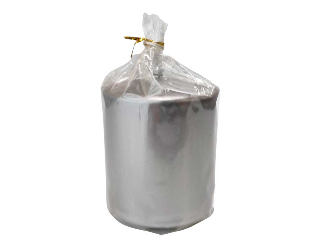 Candela pillar lucida argento altezza 8cm diametro 7cm
