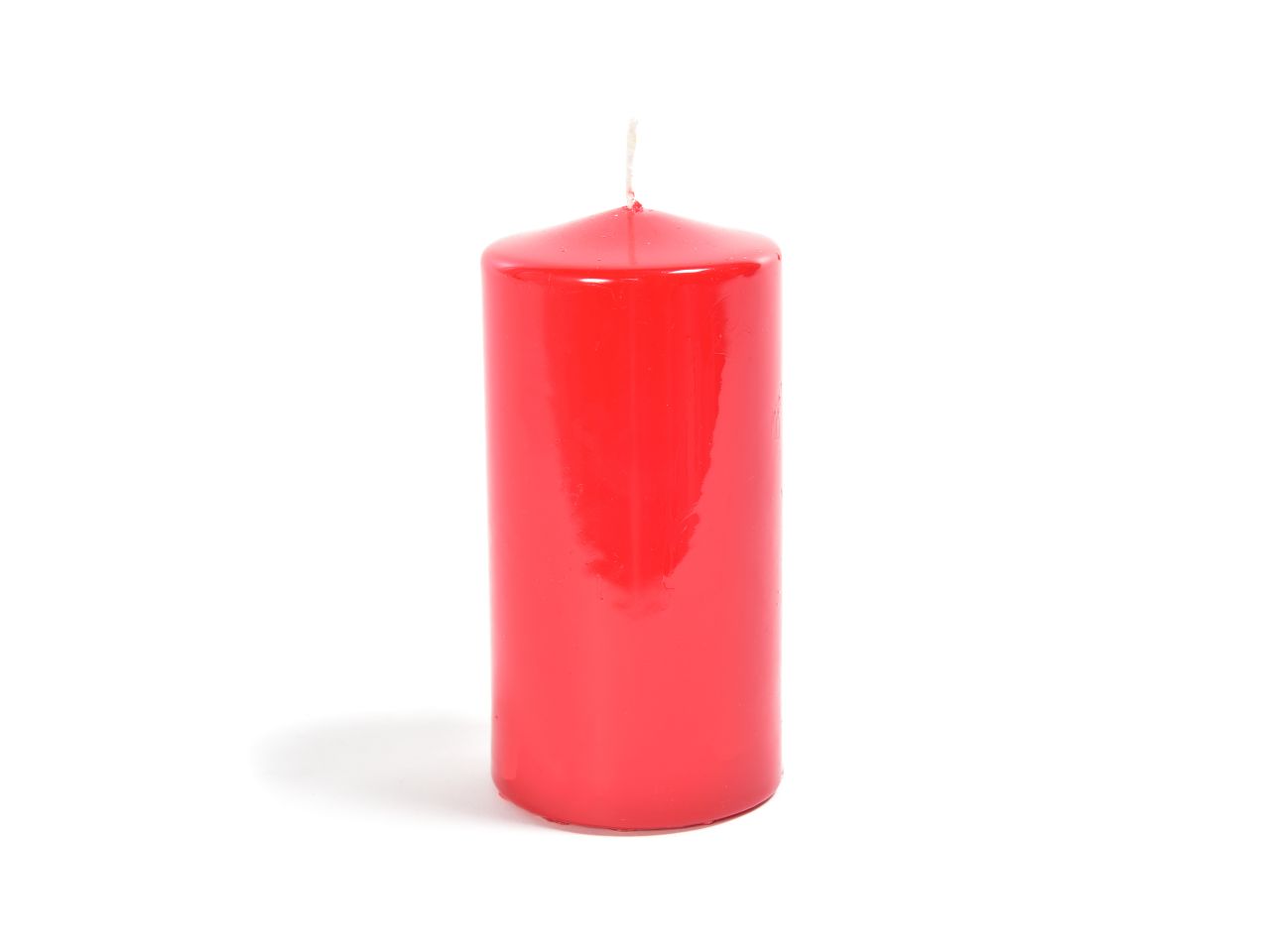 Candela pillar lucida rossa h.15xd.8cm