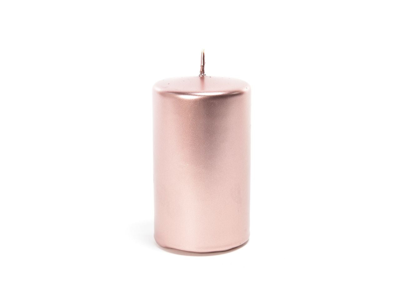 Candela natalizia pillar linea lucid colore rose gold misura h.15xd.8cm
