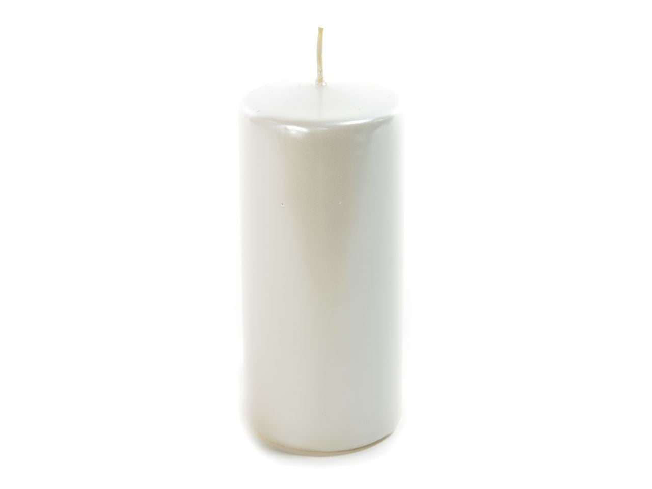 Candela natalizia pillar linea lucid colore perla misura h.20xd.8cm