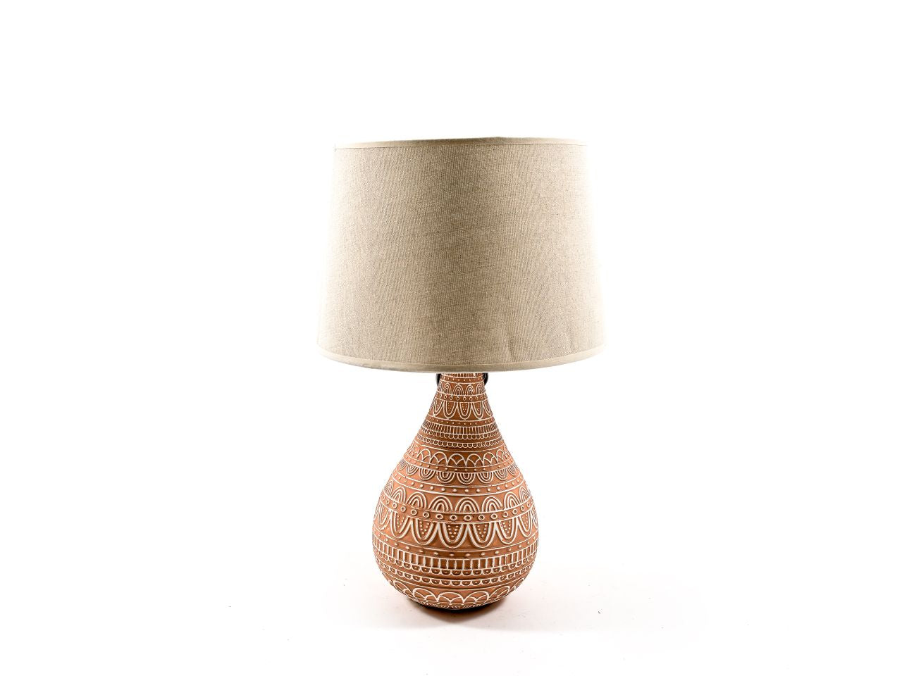 Lampada linea new colony con base in ceramica misura h.48xd.30cm con cappello misura d.30x25cm