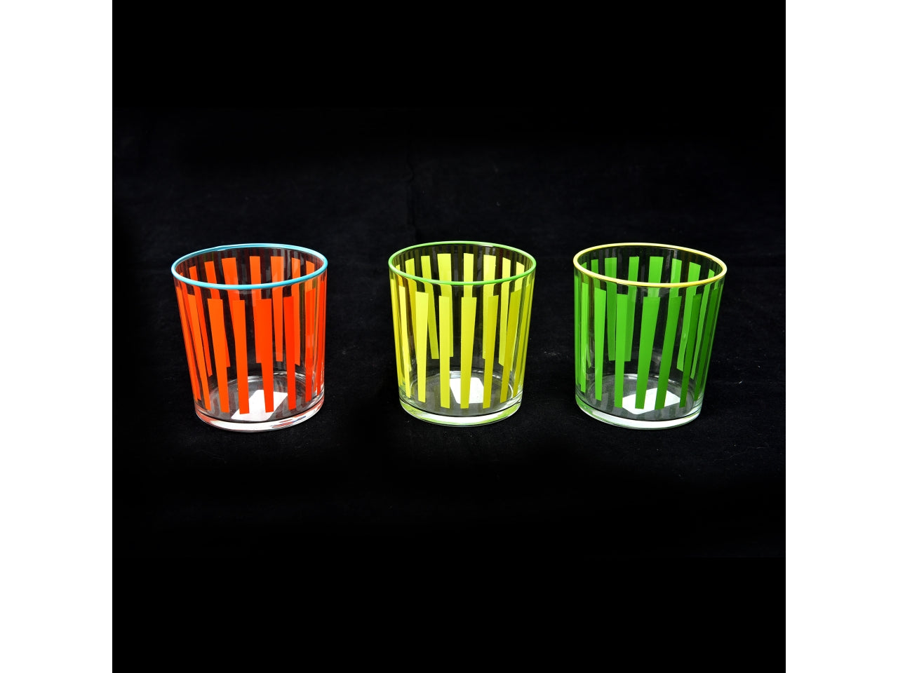 Bicchieri acqua in vetro a righe 330ml multicolor, box da 6 pezzi - Mercury