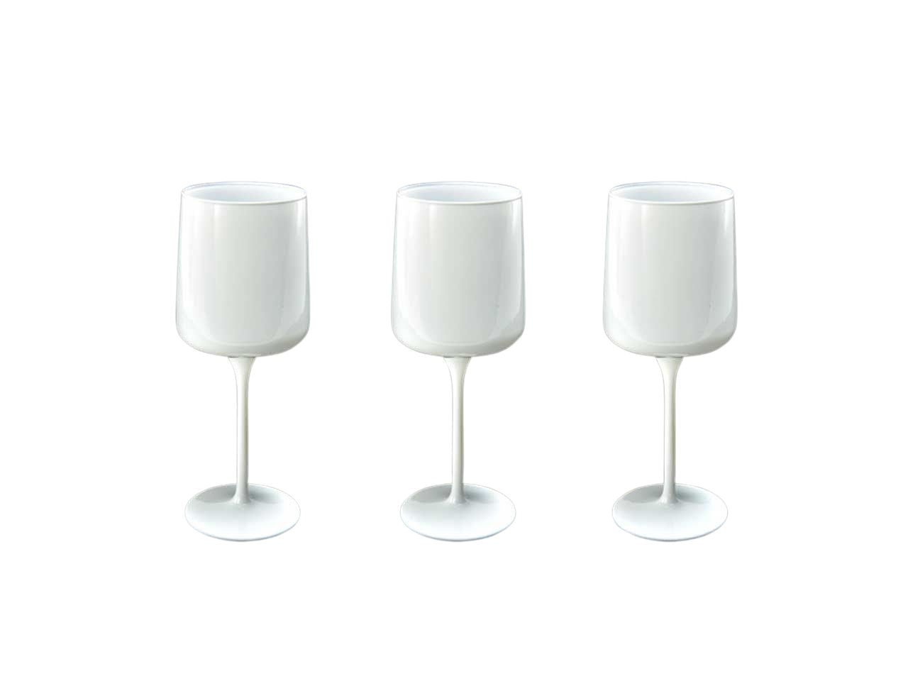 Calice in vetro 320 ml bianco opaco stile moderno, 3 pezzi, Elegant - M Home