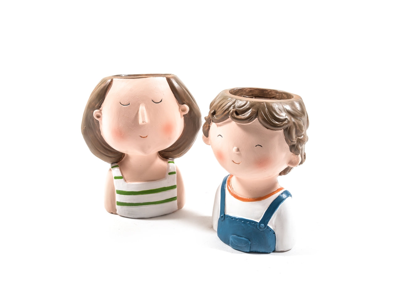 Portavaso mezzo busta uomo e donna country in resina 15x10 cm - M Home
