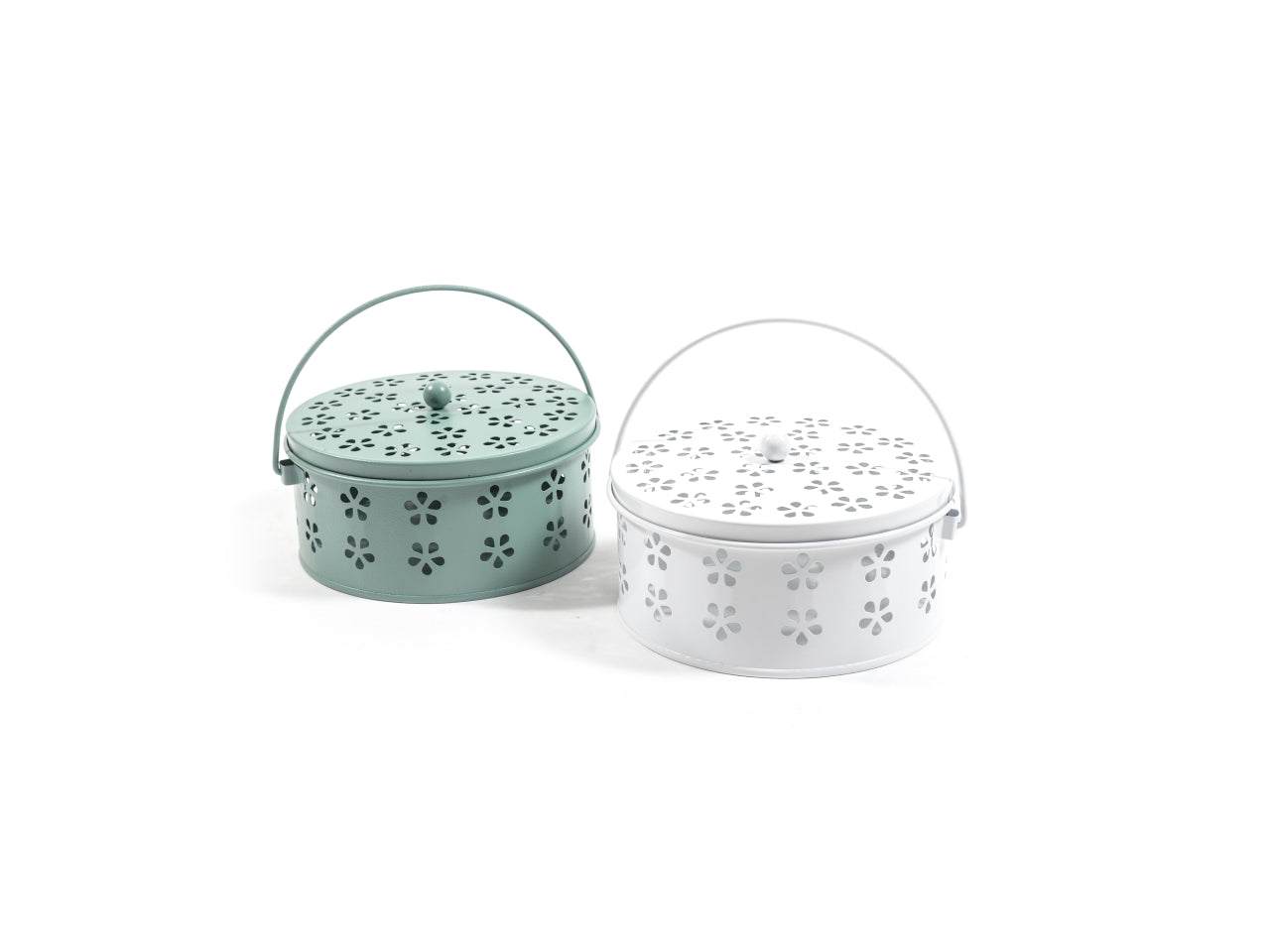 Cofanetto portazampirone in metallo bianco e verde chiaro 16x7 cm - Mercury