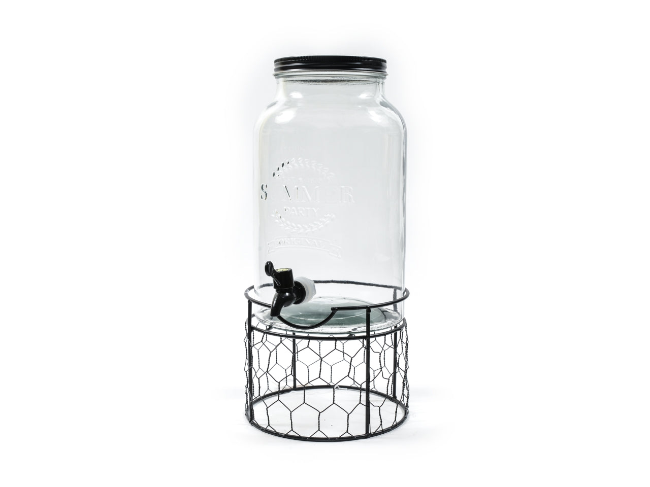 Dispenser con rubinetto 5,5 l in vetro e metallo stile industrial 25x20x42 cm - Mercury