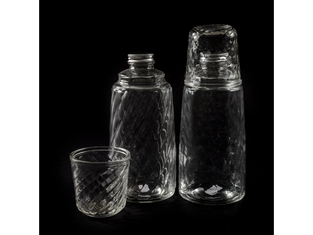 Set bottiglia e bicchiere in vetro neutro moderno, capacitÃ  1l e 230ml - Mercury
