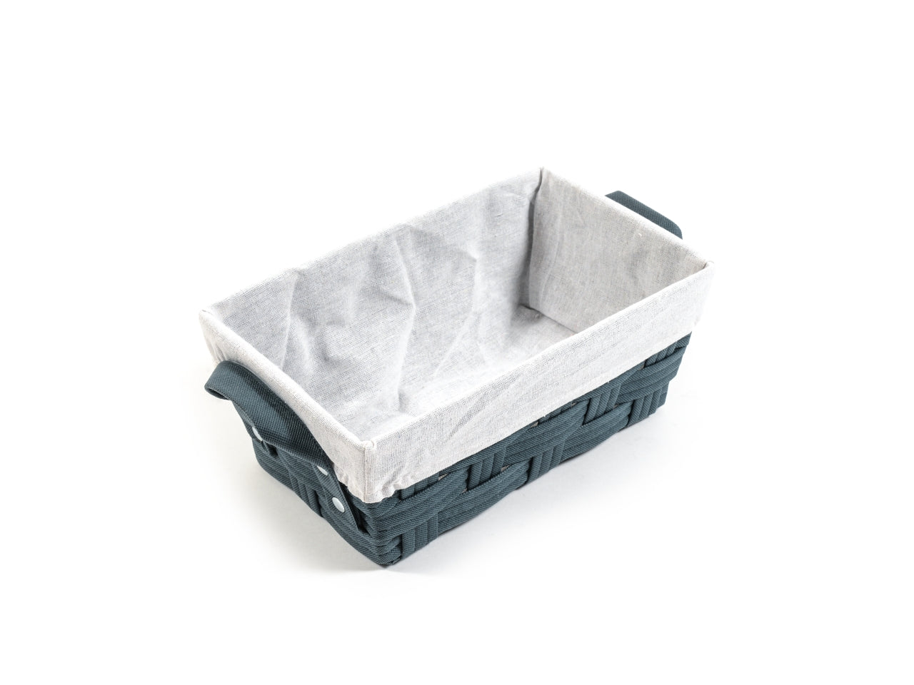 Cesta portatutto intrecciato moderno in tnt e cotone blu 33x20x13 cm - Mercury