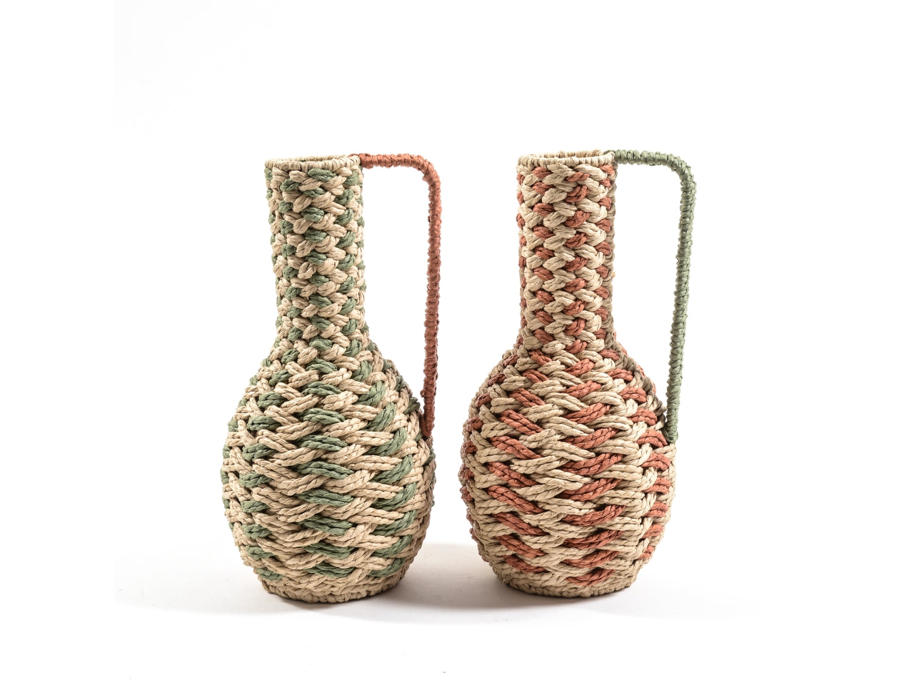 Vaso etnico in carta e metallo multicolor  con manici 15x29 cm - Mercury
