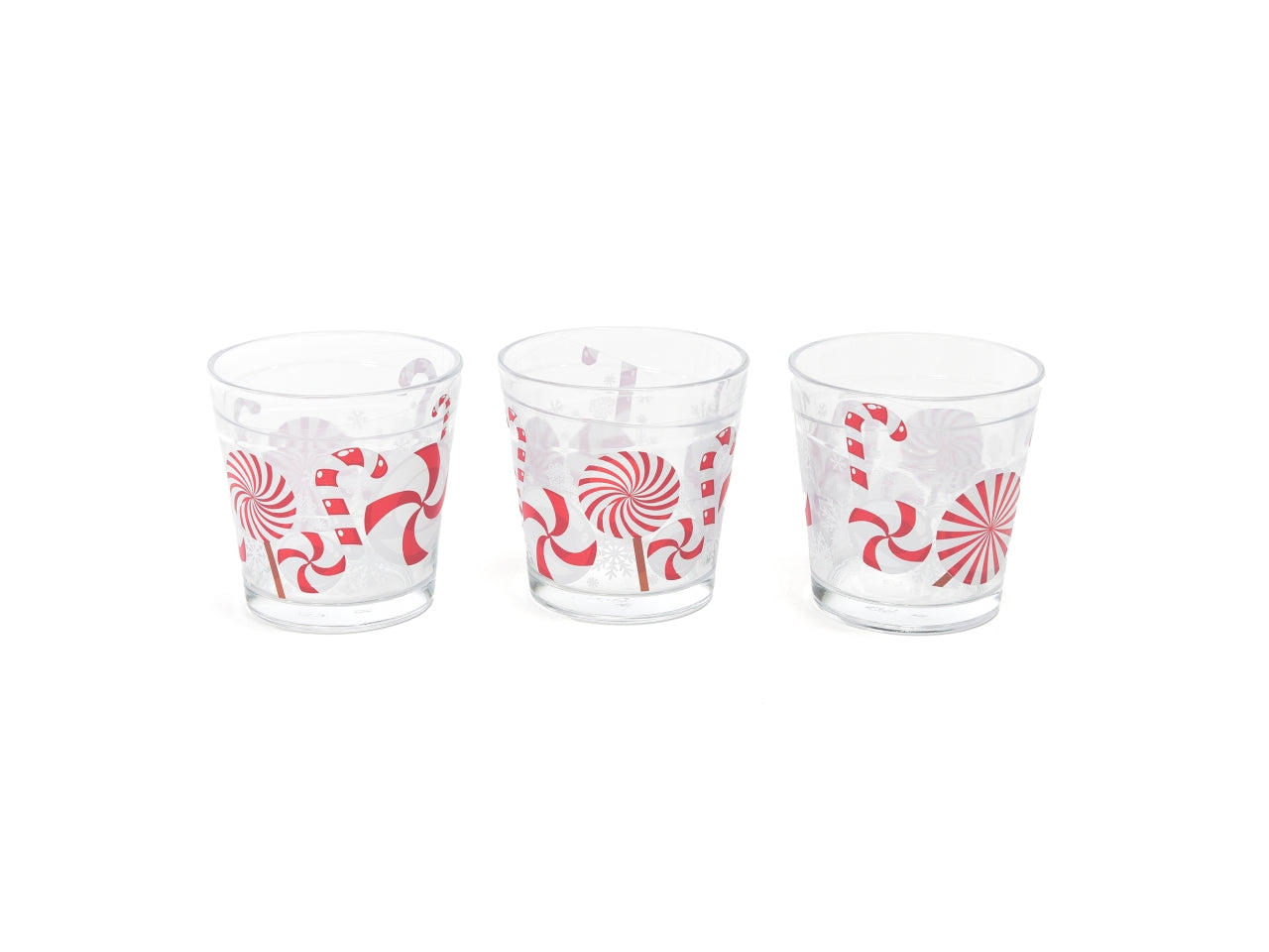 Bicchiere natalizio candy in vetro d.8,5xh.8,5cm 300ml
