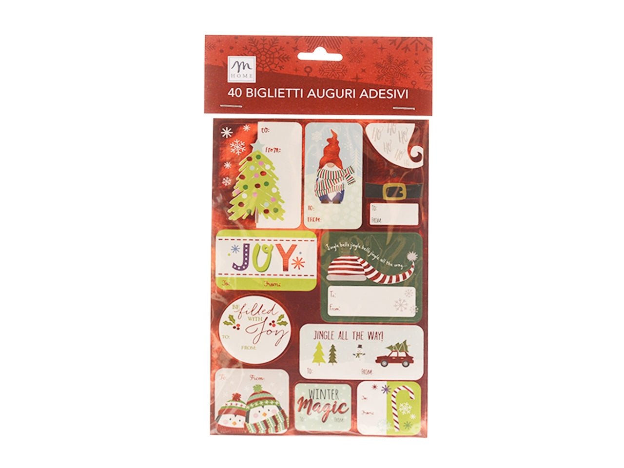 Biglietti auguri adesivi laminati 12,5x19,5cm assortiti set da 40 biglietti
