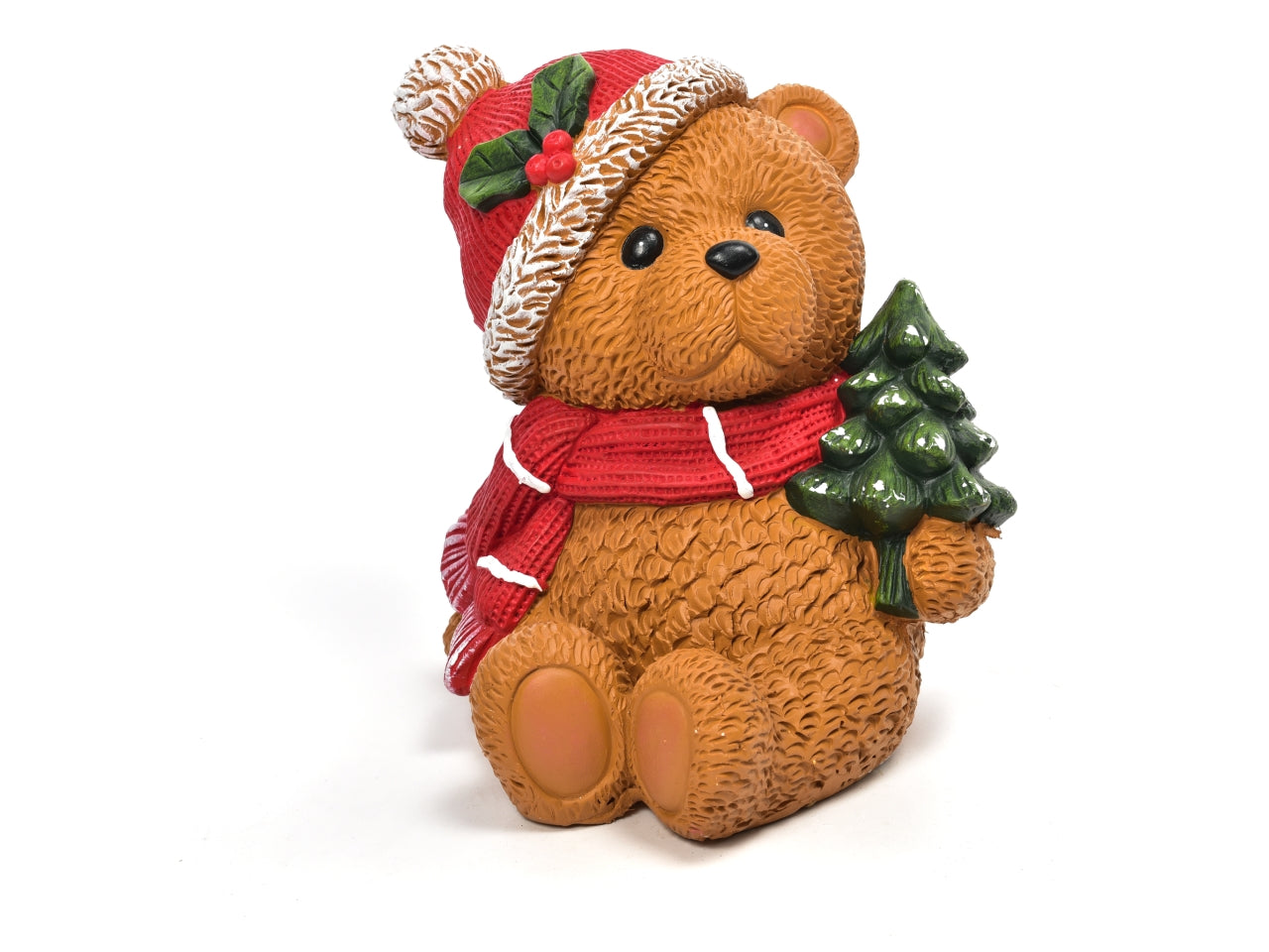 Orso con albero in poliresina 27,5x25,5x29cm