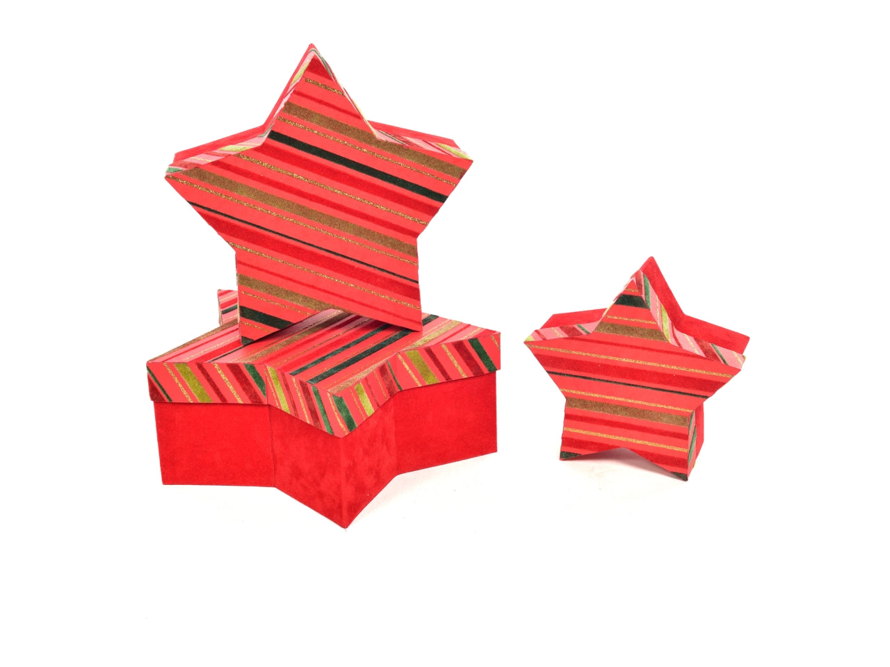 Scatola stella 25,5x25,5xh.10 - 21.5x21xh.8 - 15,5x15xh.7cm set da 3 scatole