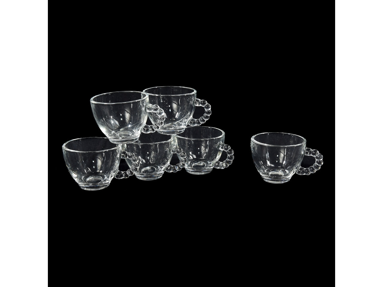Tazzine da caffÃ¨ in vetro trasparente con manico bubble 110ml, set da 6 - M Home
