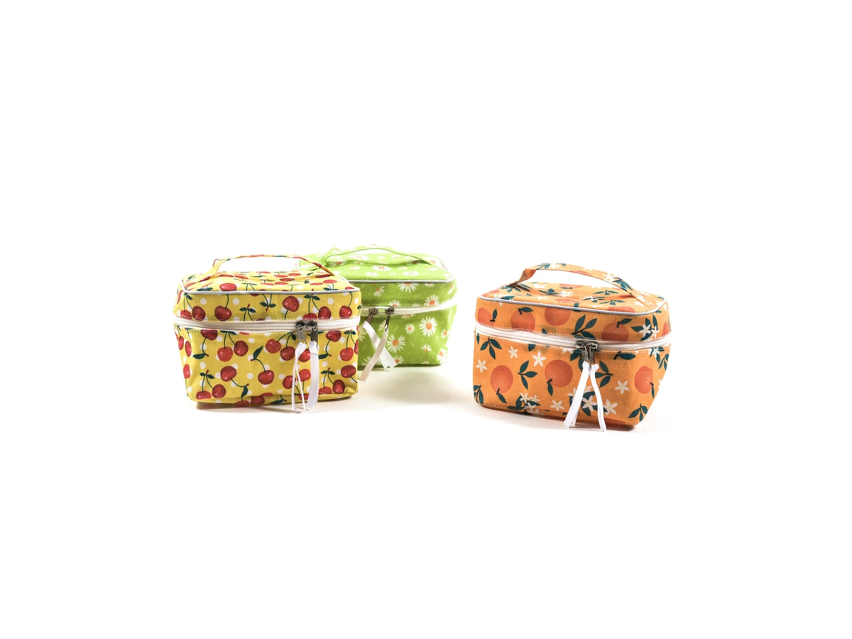 Beauty case da donna in cotone multicolor fantasia floreale con zip 20x12x12 cm - M Home $