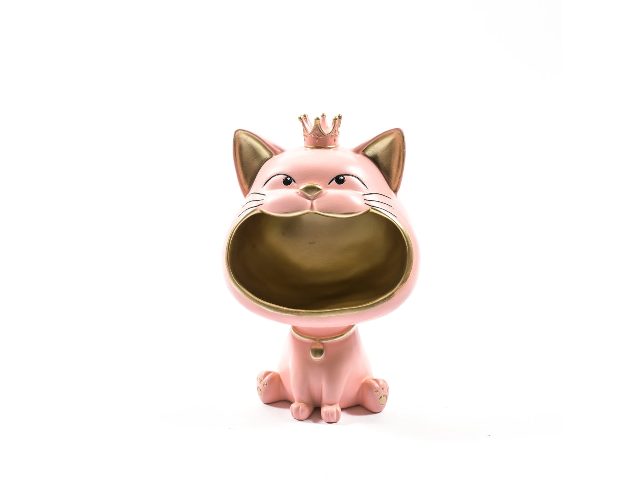 Statua gatto rosa in resina 17x13xh.27cm in scatola bianca