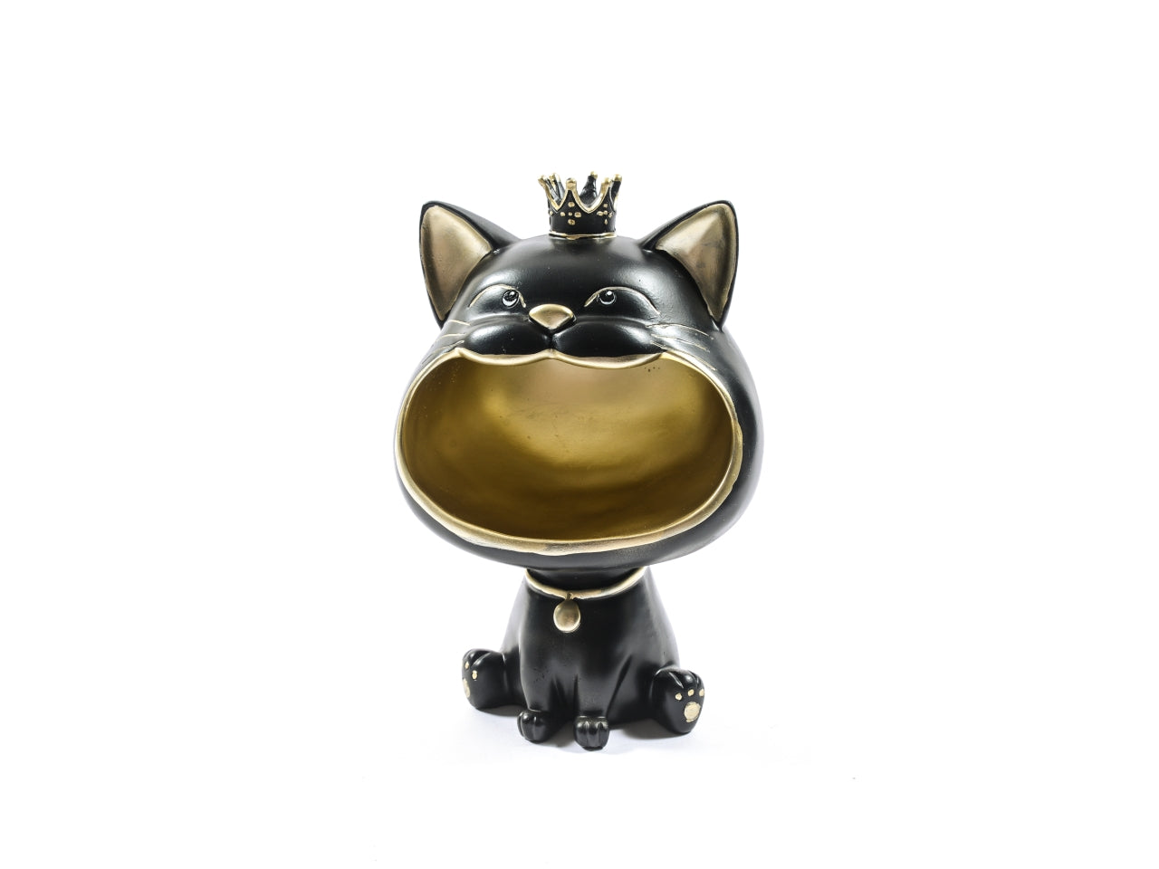 Statua gatto nera in resina 17x13xh.27cm in scatola bianca