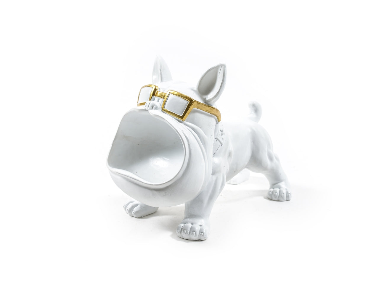 Statua bulldog bianca in resina 26x13xh.20cm