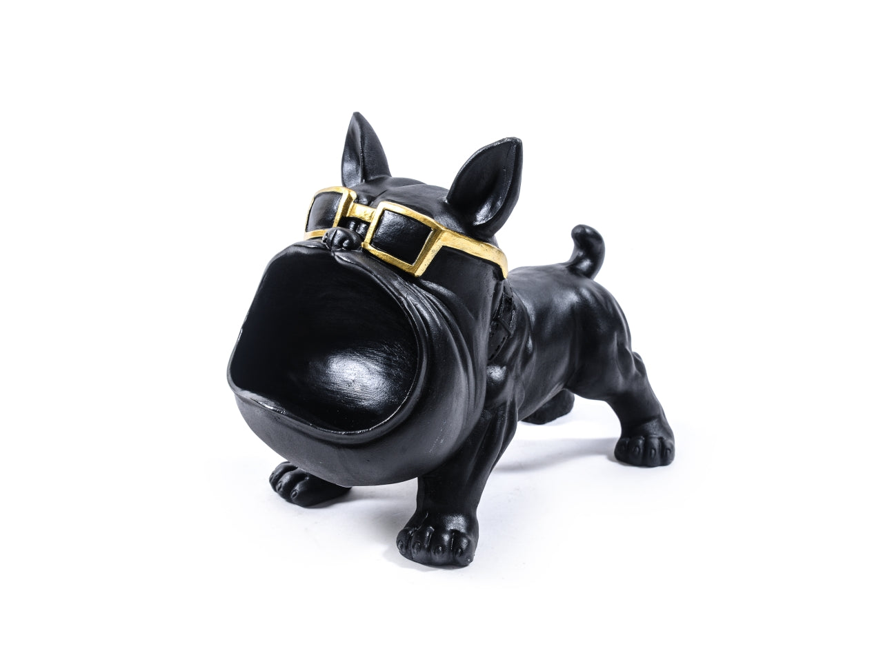 Statua bulldog nera in resina 26x13xh.20cm