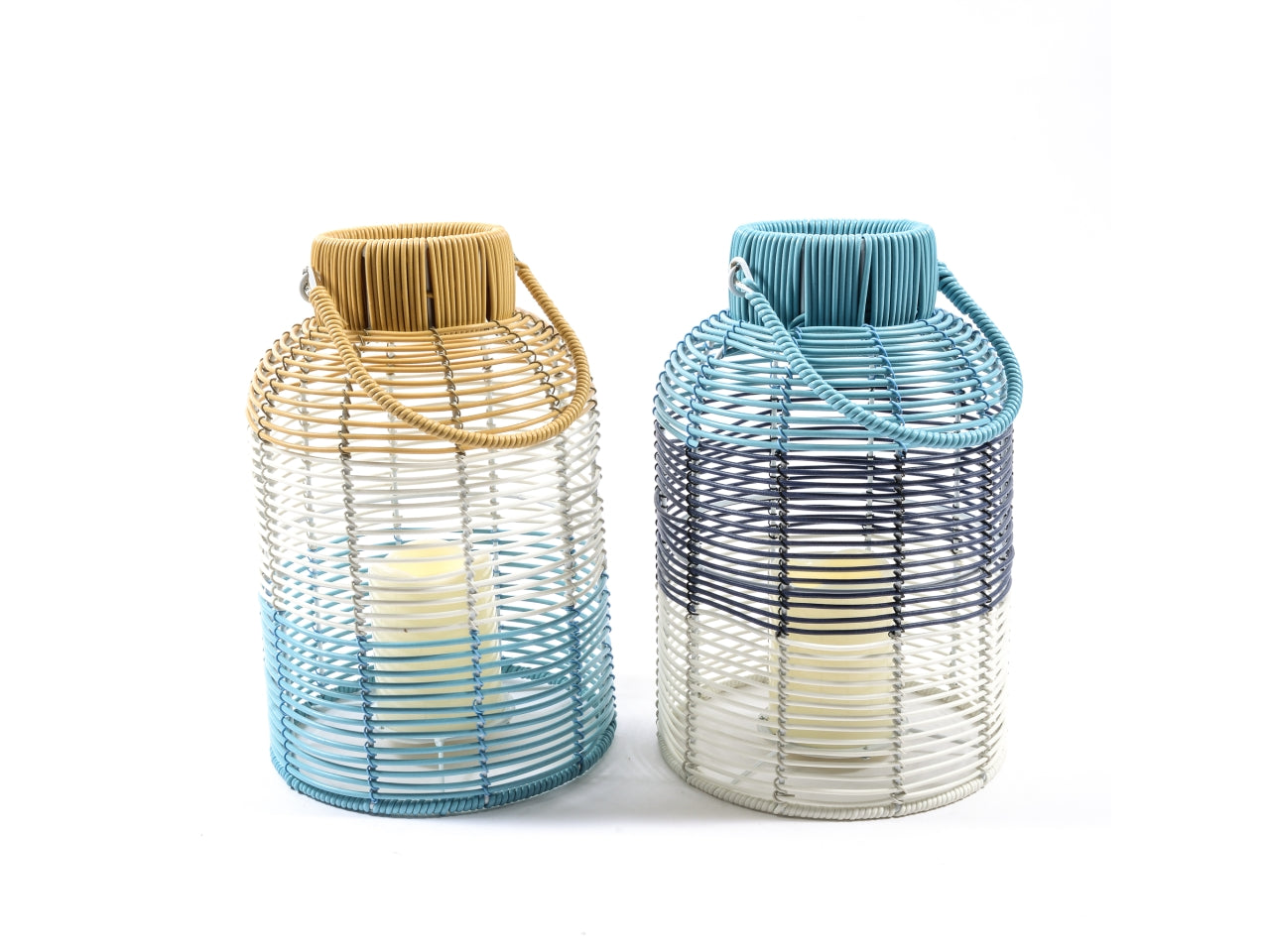 Lanterna in plastica con candela led d.20xh.30cm colori assortiti