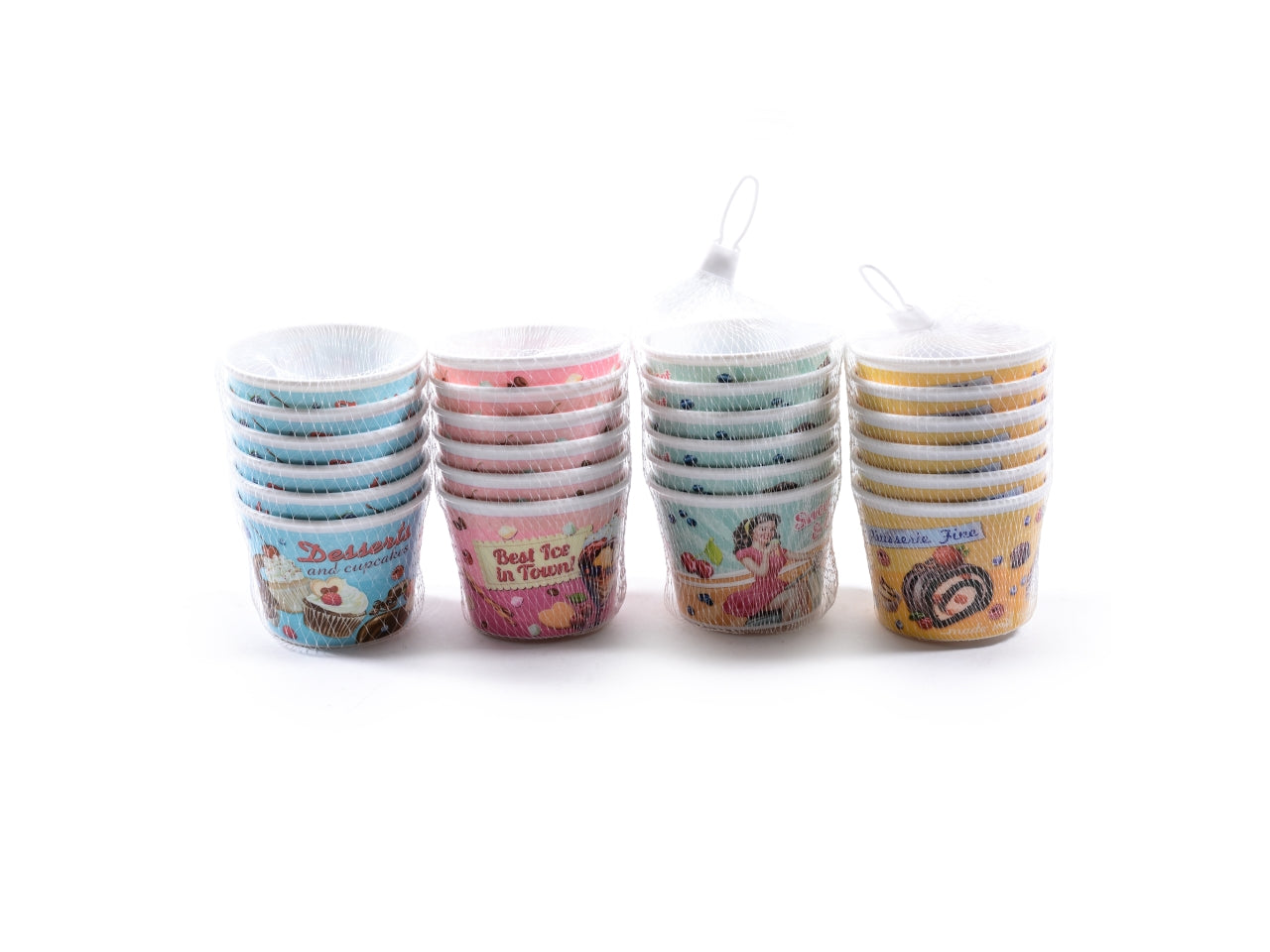 Coppetta per gelato in plastica 280ml d.9xh.7cm set da 6 coppette design assortiti $