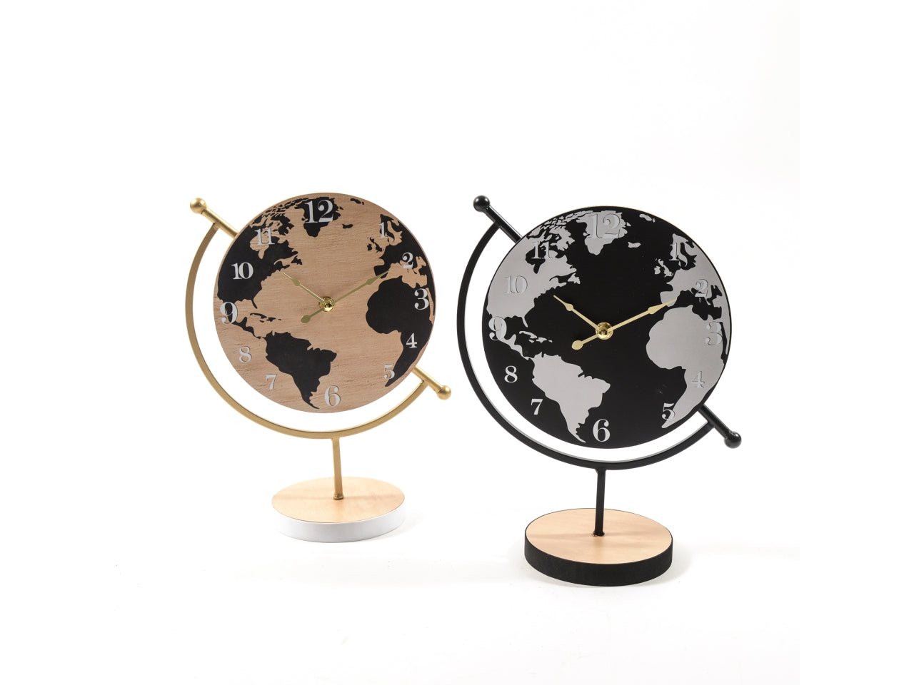 Orologio da appoggio in legno e metallo 22,5x12x30cm assorito scatola avana