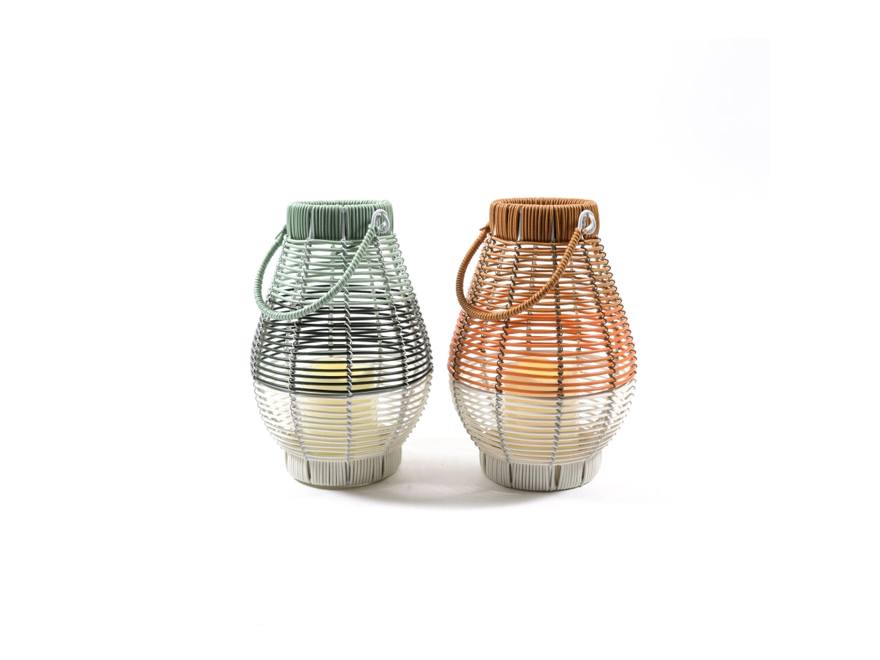 Lanterna in plastica con candela led d.17xh.26cm colori assortiti