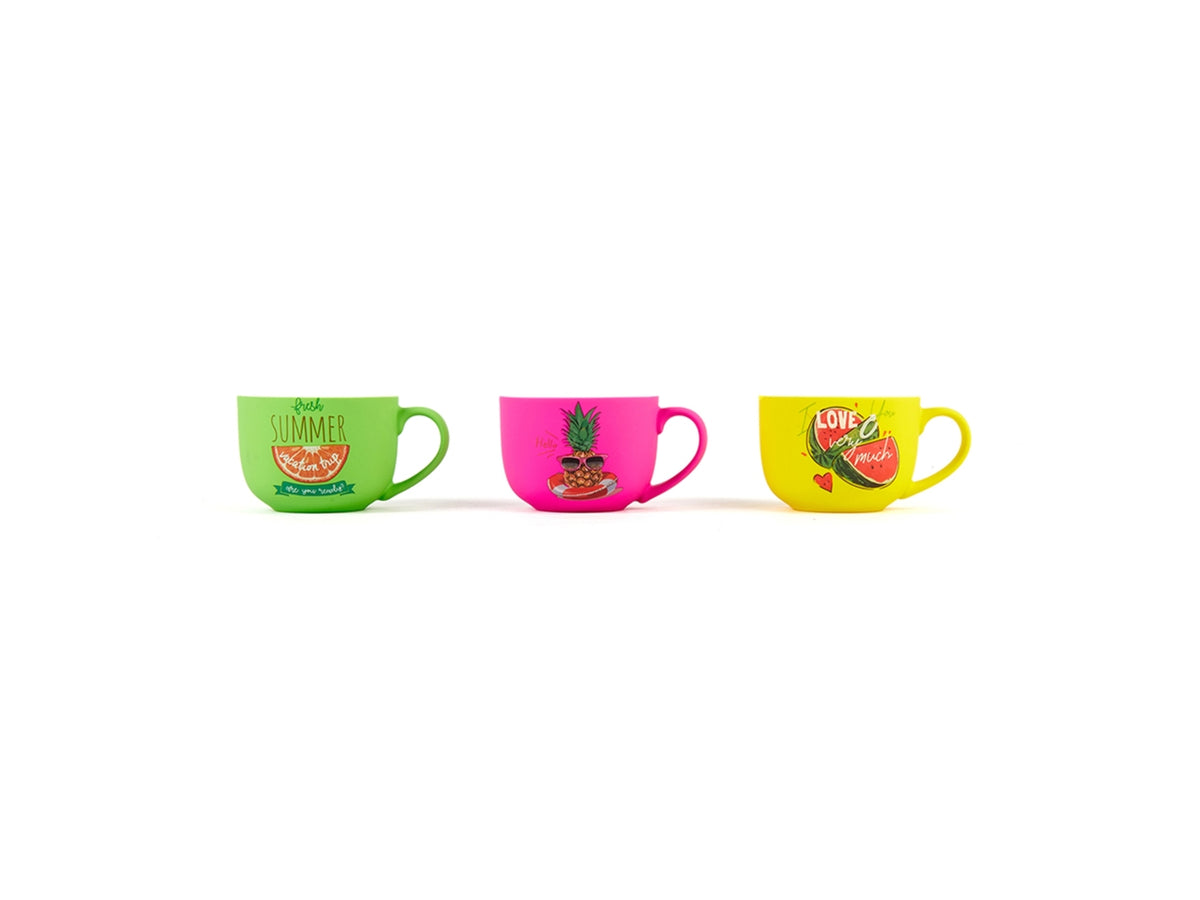 Tazzone in porcellana floccata 370ml d.10xh.7,5cm assortito