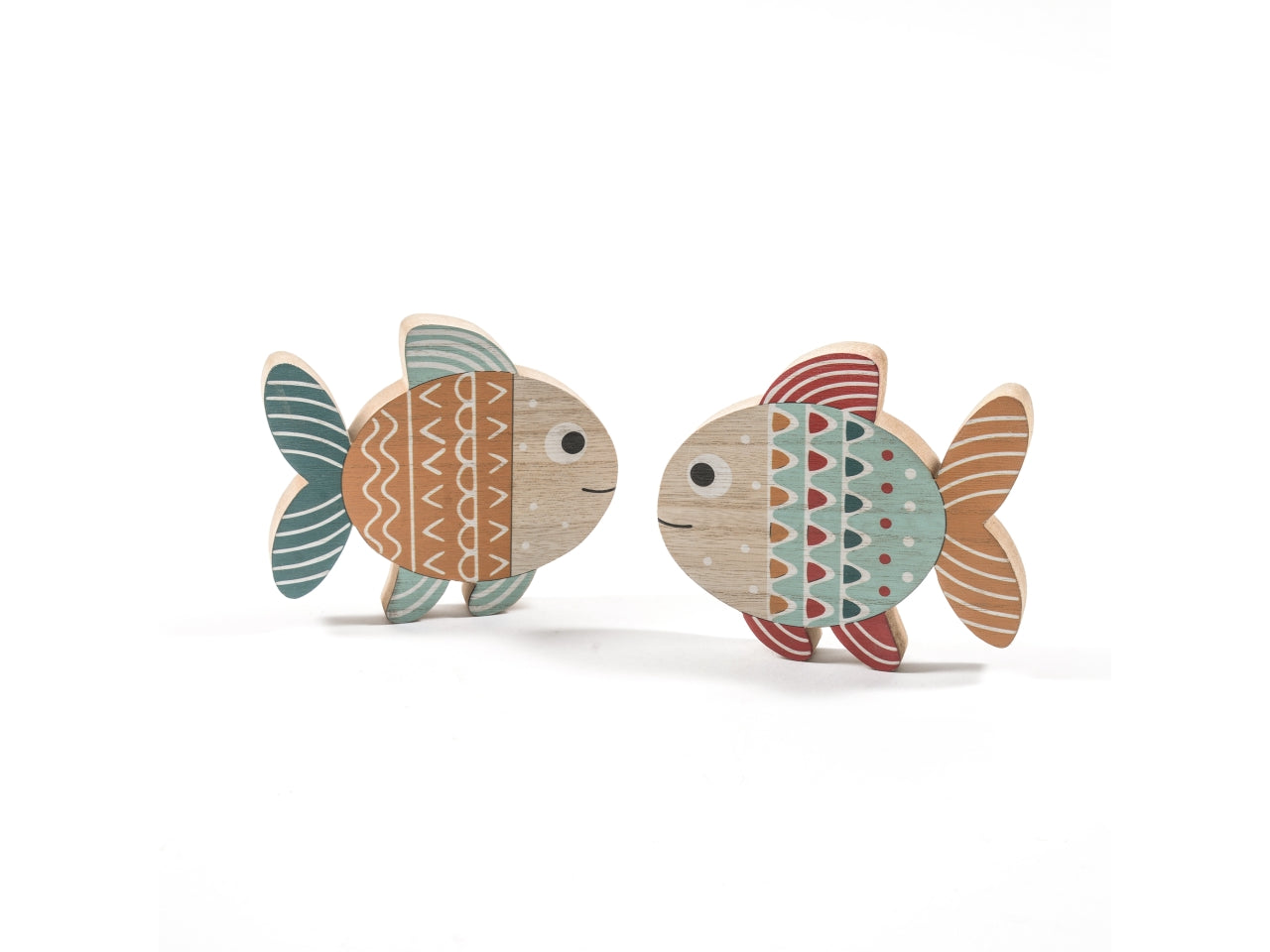 Pesce da appoggio in legno 15,5x2xh.13,5cm design assortiti