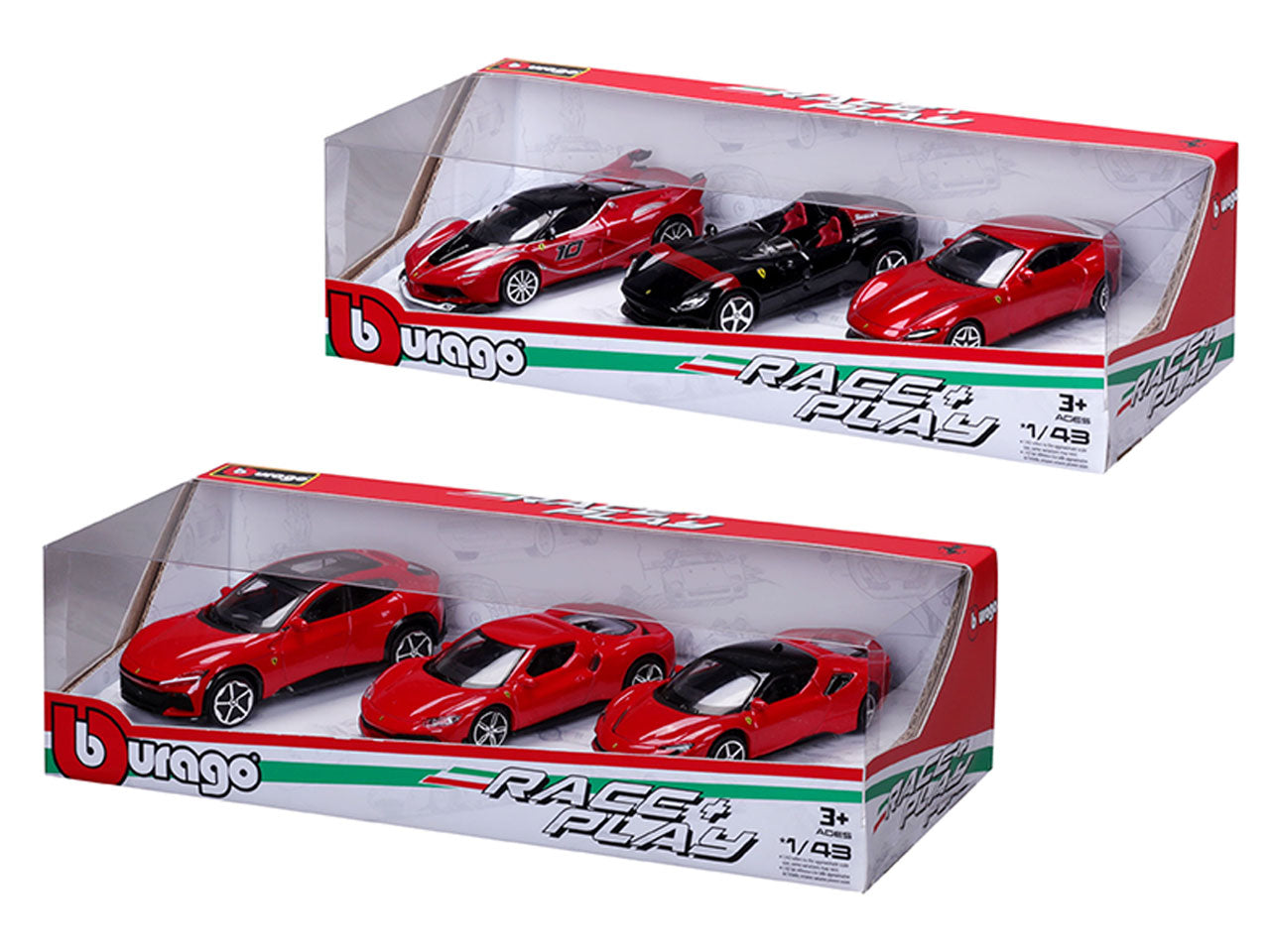 Modellino Auto Ferrari 458 Speciale R&P - Scala 1:43: Die-cast Rosso, Licenza Ufficiale Ferrari, Confezione Regalo con 3 Auto Assortite, Dimensioni 7,5x12,1x27,5 cm, EtÃ  3+ | Bburago