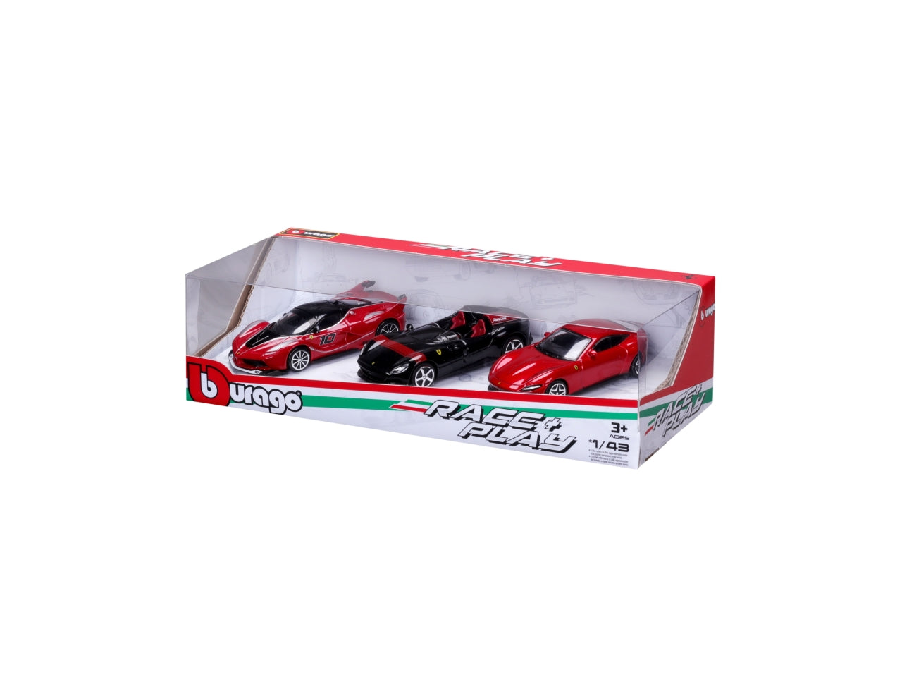 Modellino Auto Ferrari 458 Speciale R&P - Scala 1:43: Die-cast Rosso, Licenza Ufficiale Ferrari, Confezione Regalo con 3 Auto Assortite, Dimensioni 7,5x12,1x27,5 cm, EtÃ  3+ | Bburago